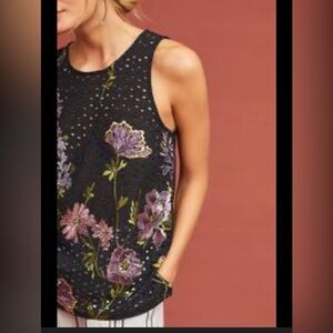 Anthropologie, Harriet embroidered floral eyelet tank top. Size Medium